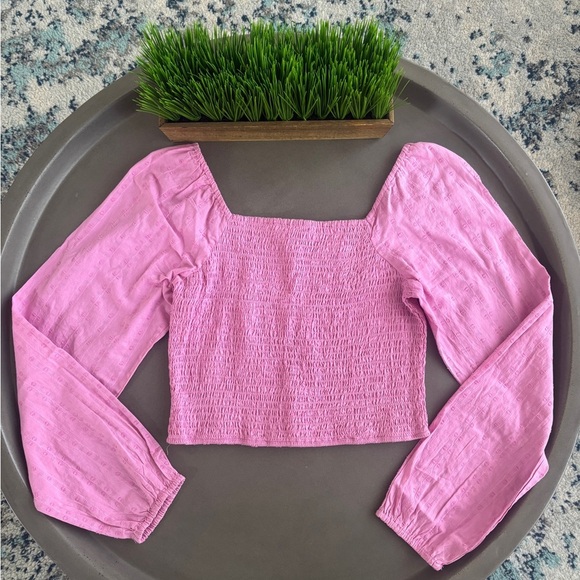 midnight sky Tops - Midnight Sky Pink Smocked Long Sleeve Top Size M